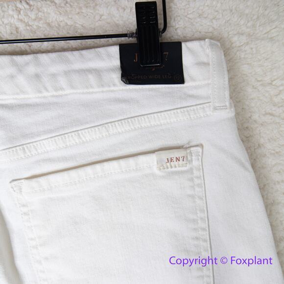 New! Jen 7 by 7 for All Mankind ivory white cropped wide leg jeans, size 12 - Picture 10 of 13